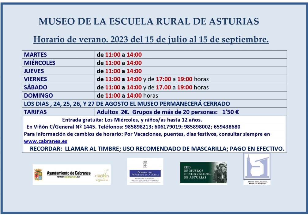 Horario de verano Museo